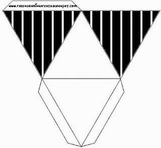 Caja con forma de pirámide de Rayas en Blanco y Negro.