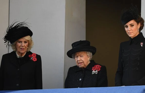 Queen Elizabeth, Kate Middleton, Meghan Markle, the Duchess of Cornwall, the Countess of Wessex at Cenotaph