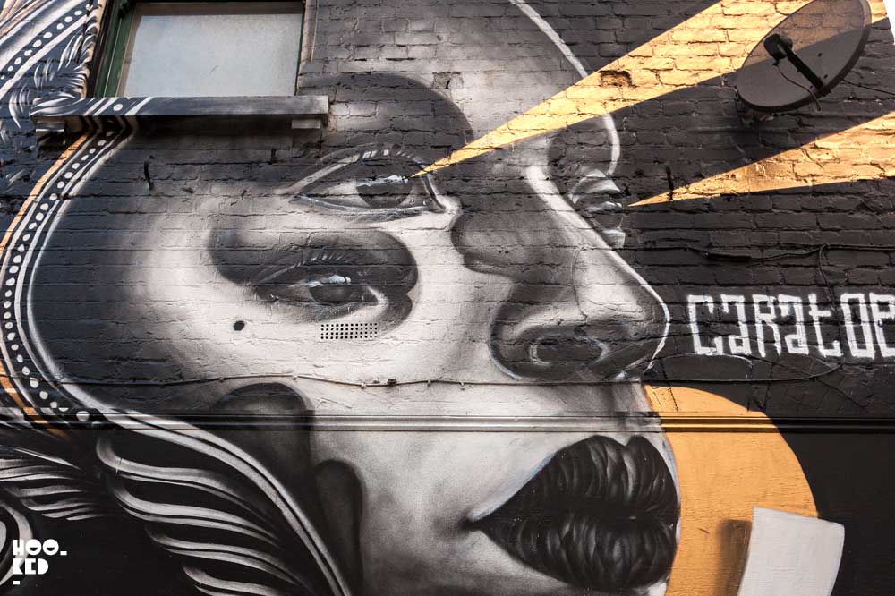 Artist Caratoes Street Art Mural in Haggerston, London.