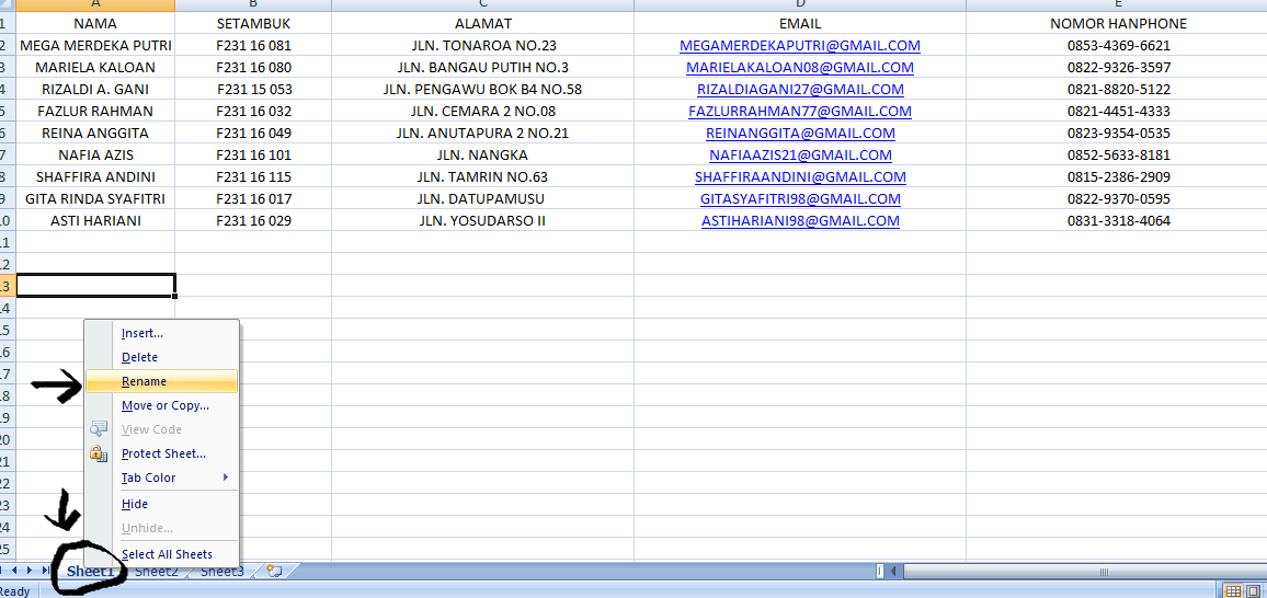 langkah langkah menggunakan mailings dari data Ms. Excel ke Ms.Word