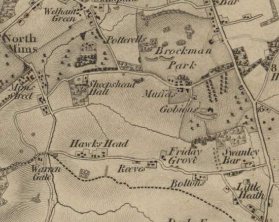 Map: 1822 Ordnance Survey (OS) Map Showing road layout before New Road (Bluebridge Rd) was created Image from the Peter Miller Collection