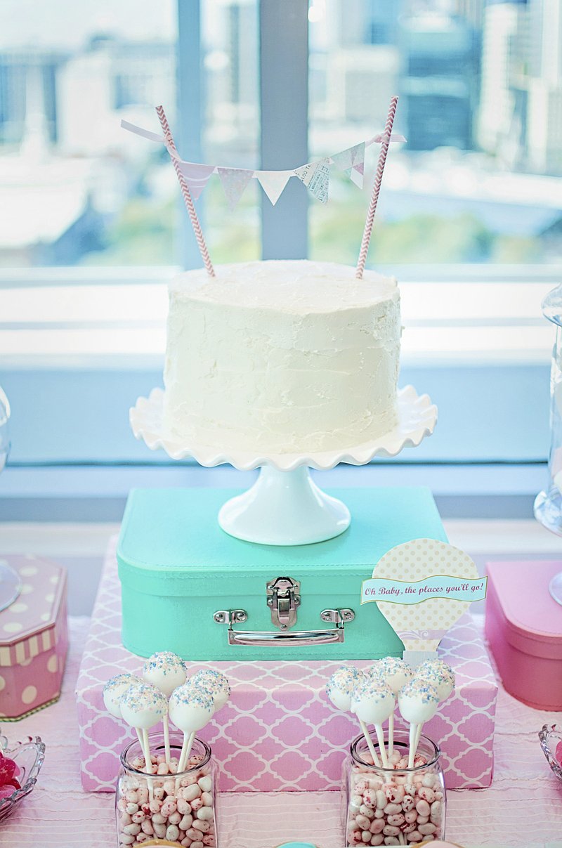 A Balloon Themed Baby Shower - gorgeous pink and teal party ideas with desserts, DIY decorations and party favors to celebrate mommy and baby! via BirdsParty.com @birdsparty #babyshower #hotairballoonparty #partyideas #babyparty #balloonparty #balloonbabyshower #pinktealparty
