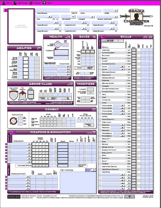 Pathfinder Printable Character Sheet That Are Nerdy