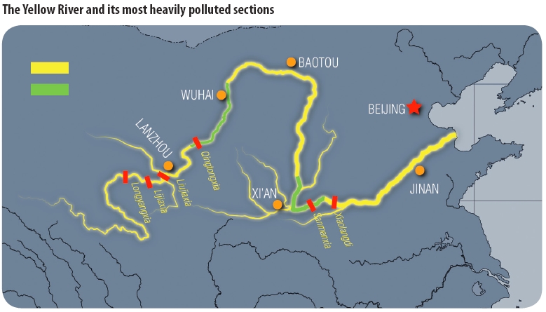 Река хуанхэ на карте Река хуанхэ на карте