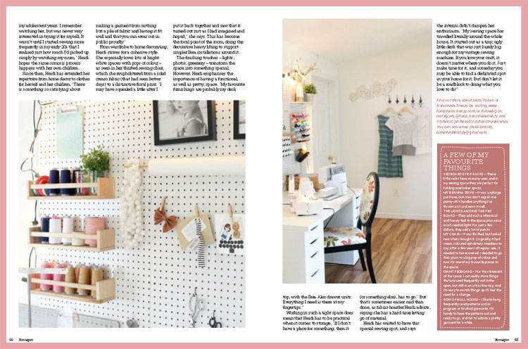 My Sewing Space // Homespun Magazine Feature