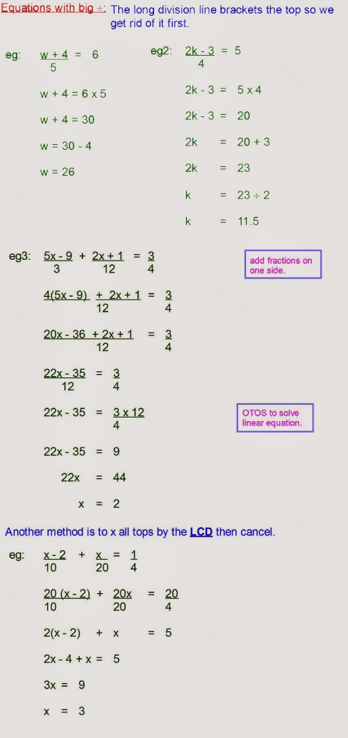 Mr Rouche's Maths: Solving Equations with Division/Fractions