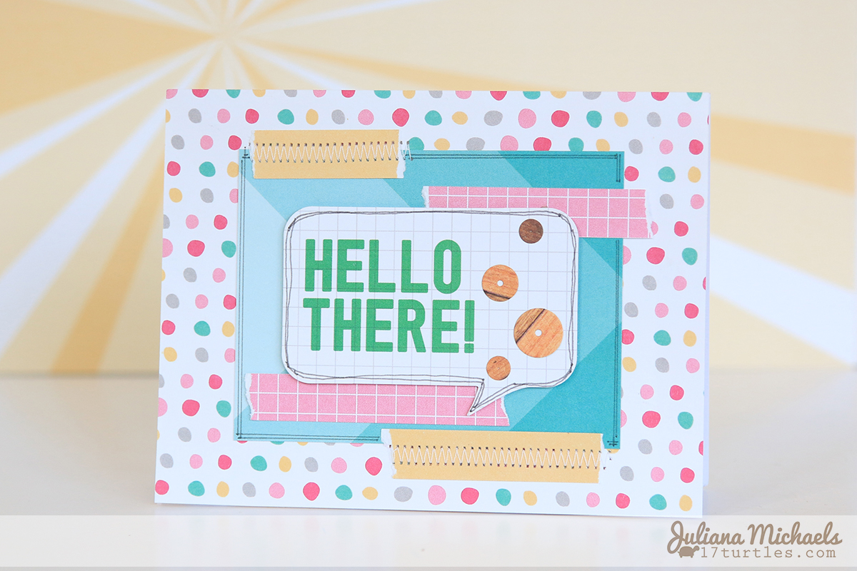 Hello There Card by Juliana Michaels using Elle's Studio and MFT Stamps Die - Wood Grain Sequins