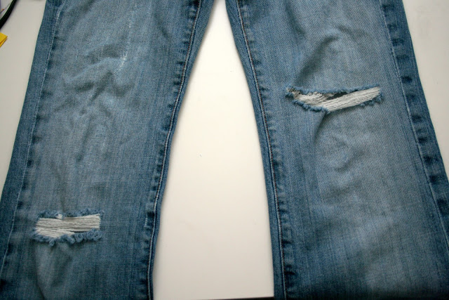 Favorite new old boyfriend jeans--my jeans-mending method in action yet ...