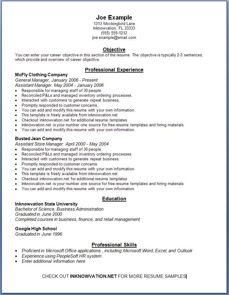 Free Resume Samples Online Sample Resumes