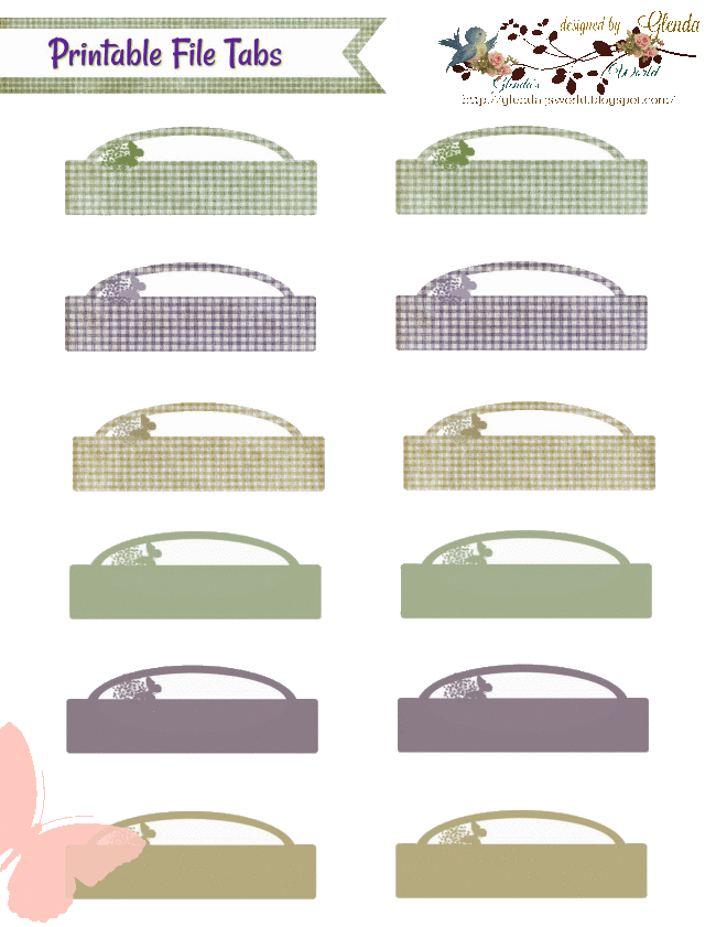 Glenda S World Printable File Tabs