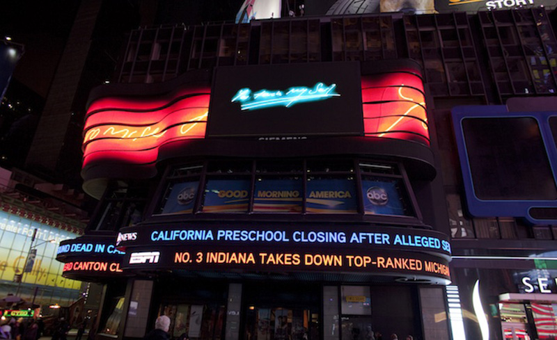 artist Tracey Emin takes over Times Square with neon art