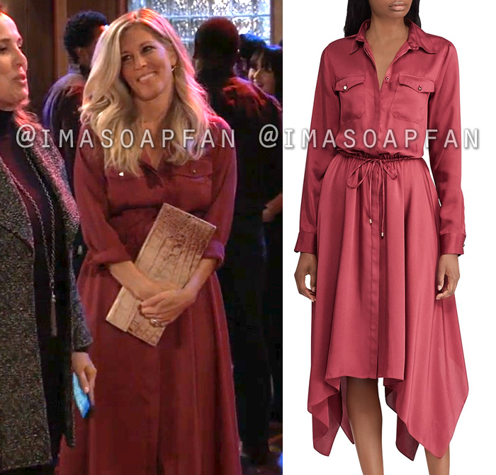 Carly Corinthos, Laura Wright, Red Shirtdress with Handkerchief Hem, General Hospital, GH