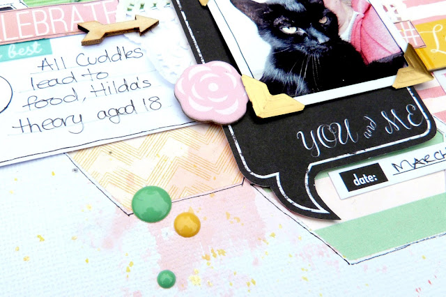 Cherish scrapbook layout Tracee Provis my scraps & more bo bunny youre invited 2 crafty chipboard 03