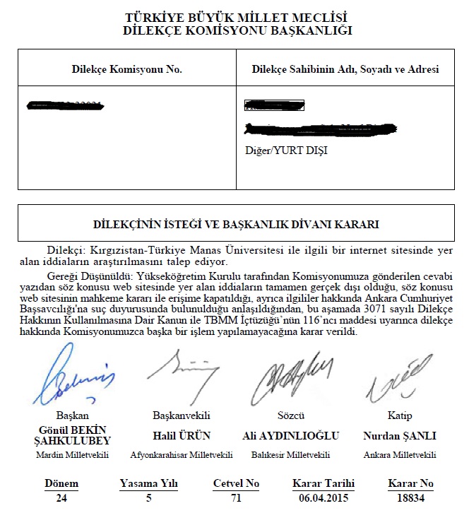 Analytic!: TÜRKIYE BÜYÜK MILLET MECLISI DILEKÇE KOMISYONUNUNDAKI YAPI