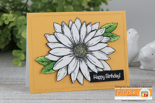 Happy Birthday Card by Juliana Michaels featuring Gina K Designs Daisy Delight Stamp Set by Theresa Momber