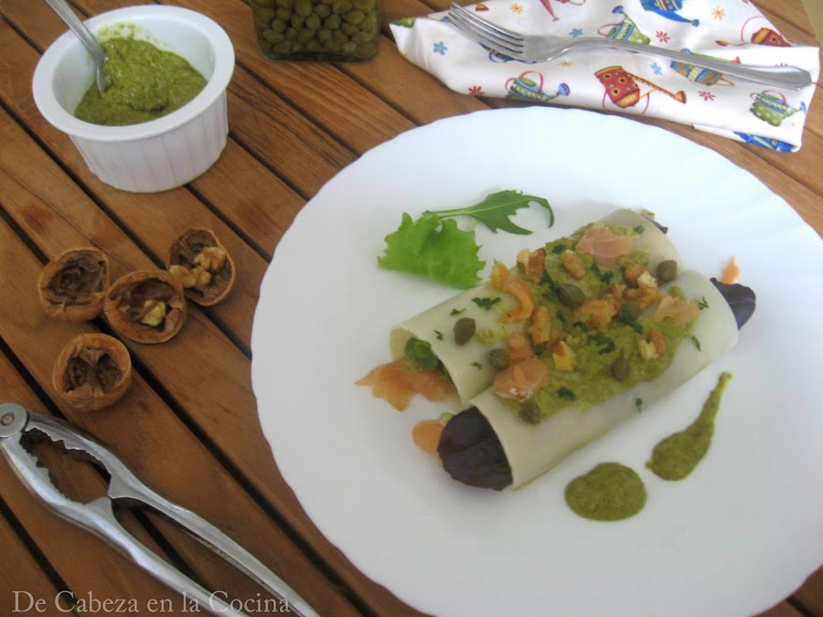 Canelones de salmón ahumado