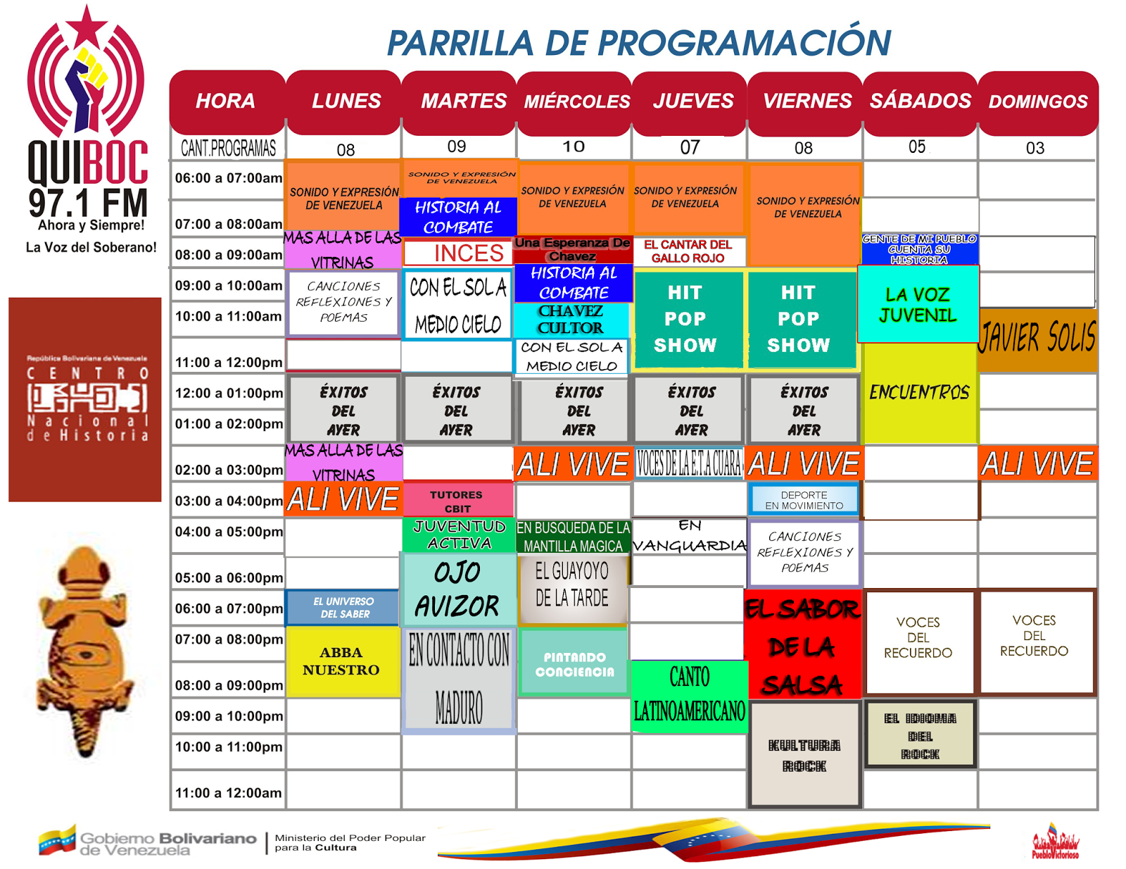 Parrilla de Programación el día 14/09/16 Radio Quiboc 97.1FM Parrilla de Programación el día 14/09/16 Radio Quiboc 97.1FM