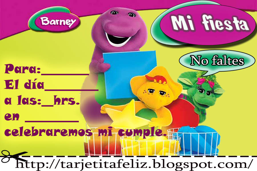 Tarjetas De Cumpleanos Para Imprimir Invitacion De Barney Y Sus Amigos