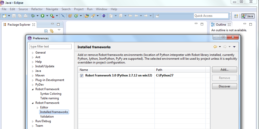 RobotFramework Installing Robot framework in eclipse