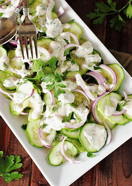 Top View Cucumber Salad with Fresh Herbs Image