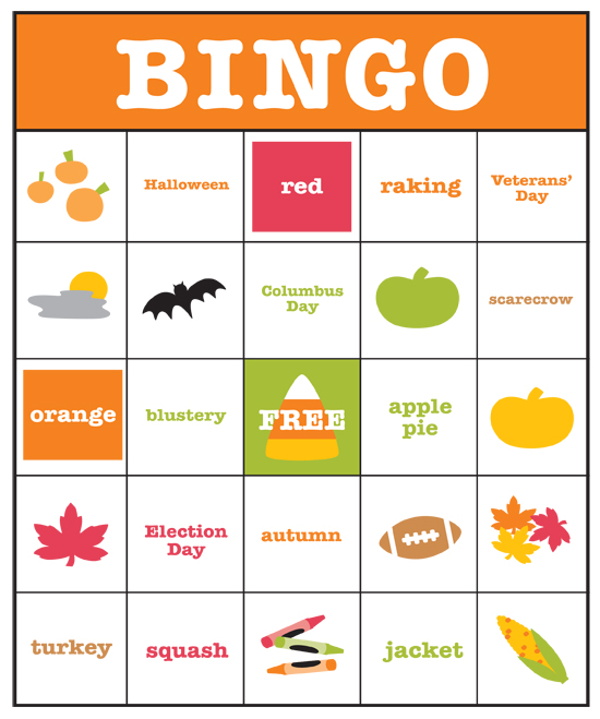 Free Printable Fall Bingo Template