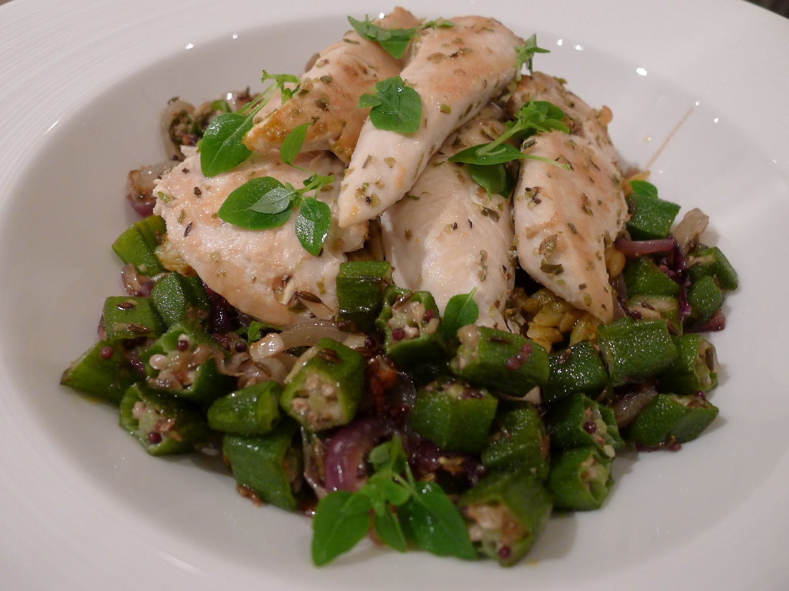 Ndudu by Fafa Grilled Chicken with pan fried okra