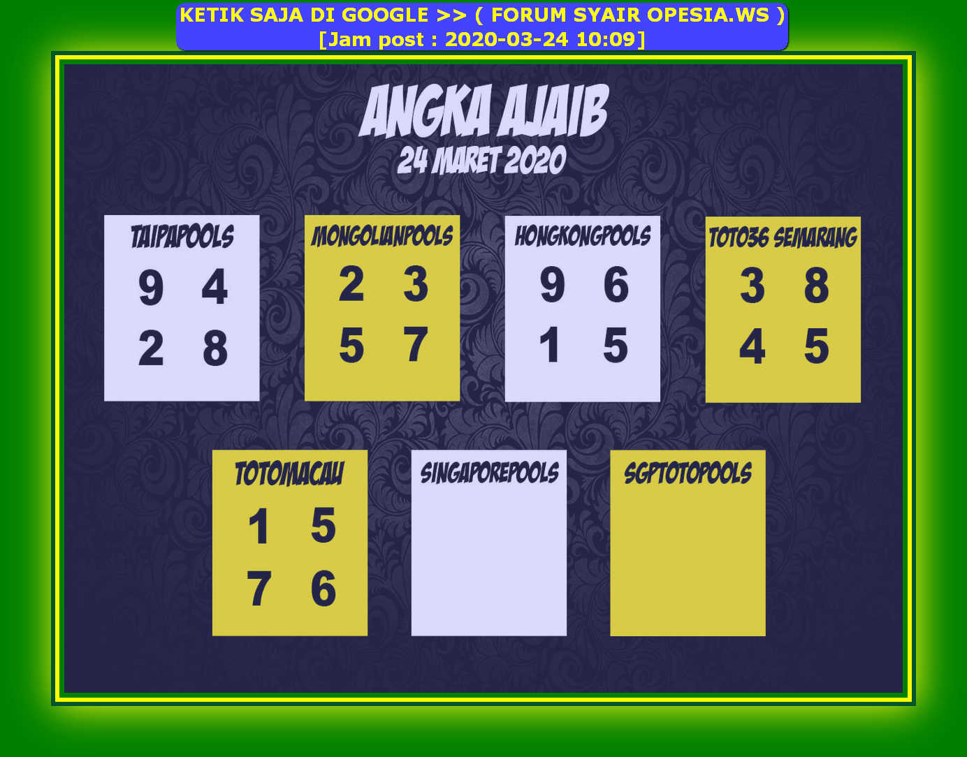 1 New Message Kode Syair Sydney 24 Maret 2020 Forum Syair Togel Hongkong Singapura Sydney