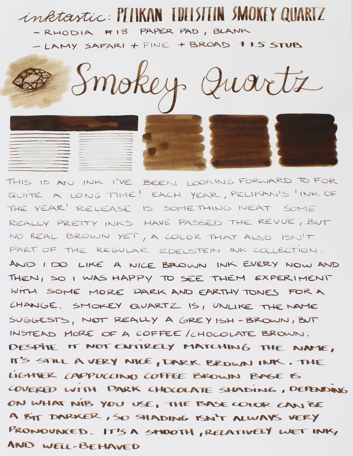 INKTASTIC PELIKAN EDELSTEIN SMOKEY QUARTZ INK REVIEW The Pencilcase Blog Fountain pen