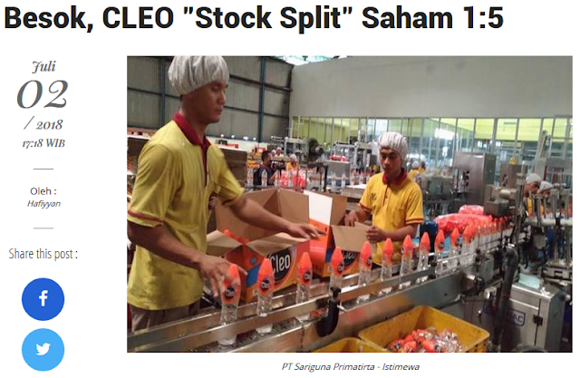 Stock split saham CLEO