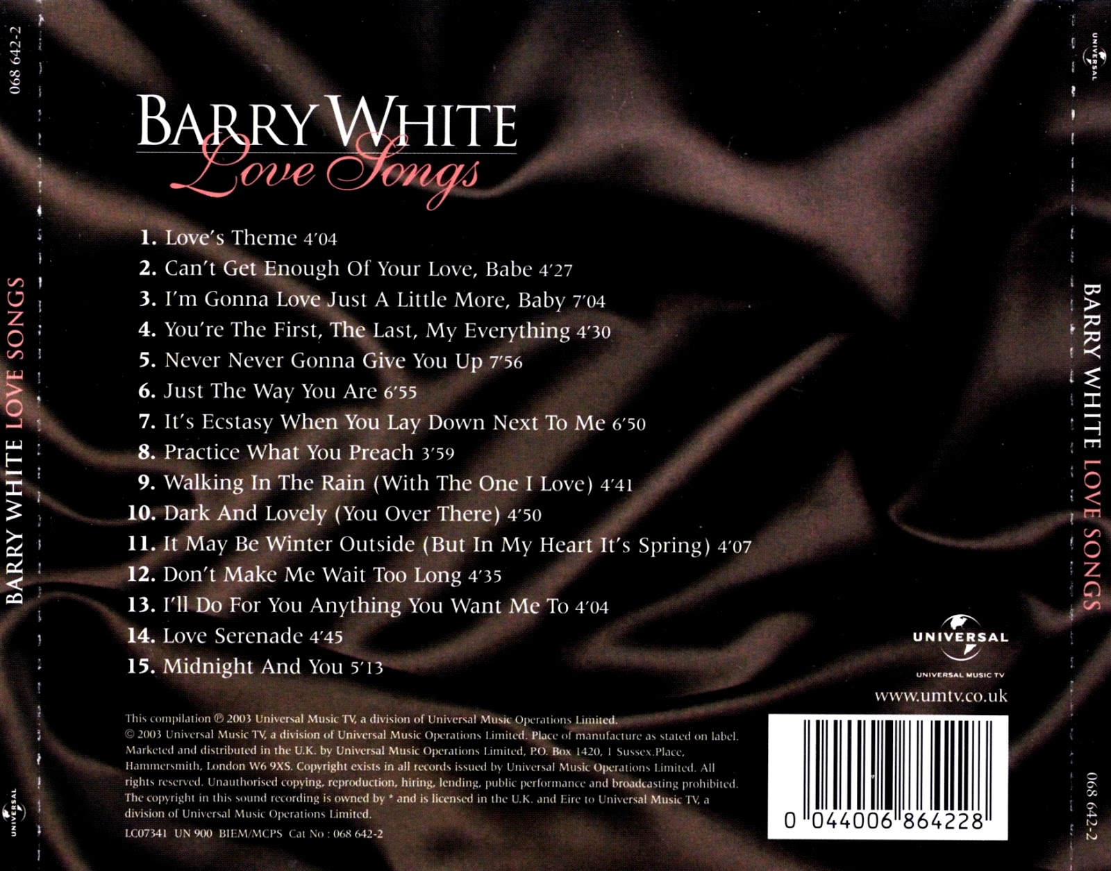 Вайт лове. Barry White Songs. Barry White Love's Theme. Barry White альбомы. Barry White Covers.