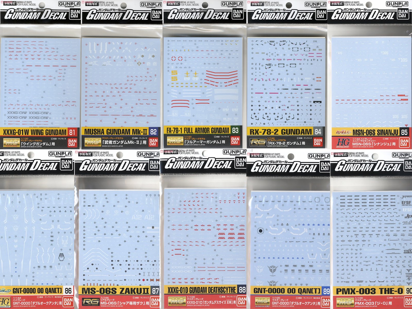 G Project Gundam Decal List