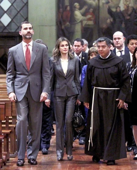 Prince Felipe of Spain and his wife Princess Letizia Ortizvisited the convent of San Francisco in Quito Ecuador