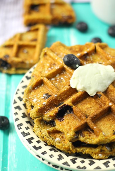 SWEET POTATO BLUEBERRY WAFFLES