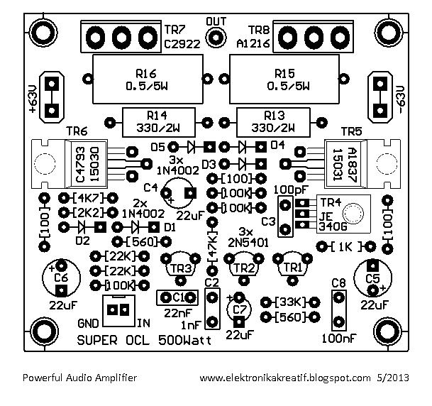 Power Amplifier OCL 500Watt RMS Electronic Circuit