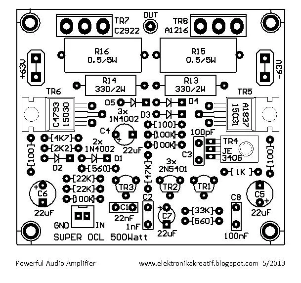 Layout component Power Amplifier 500Watt RMS