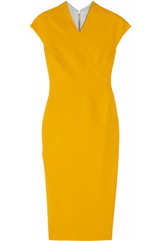 Men Women Clothes: Bright-Yellow Double-Crepe Dress
