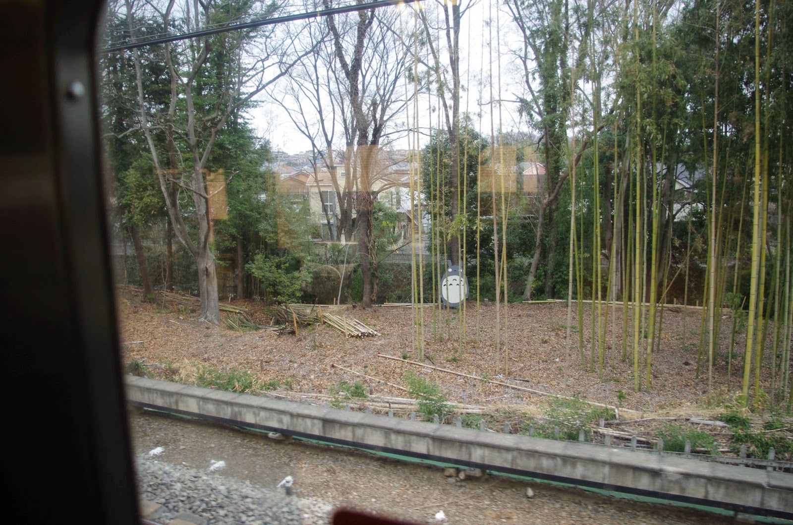 トトロが電車から見える森 西武池袋線沿線の竹林に案内看板を設置