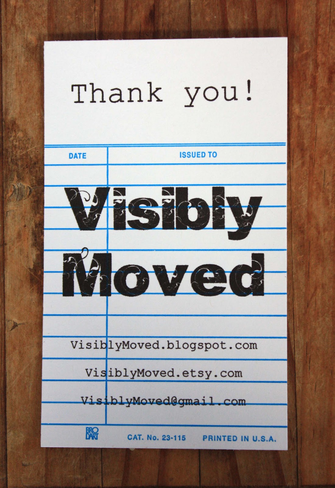 Visibly Moved DIY Library Card Thank You's