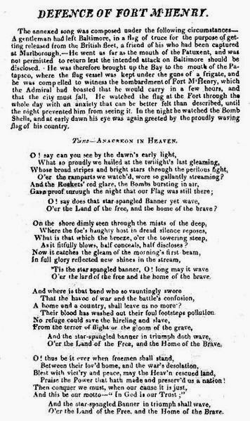 One of two surviving copies of the 1812 broadside