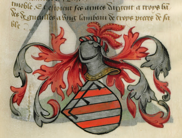 manuscrit Français Ms-4976 : Armorial De la Table ronde (extrait). Date d'édition : 1490-1500. Bibliothèque de l'Arsenal Paris