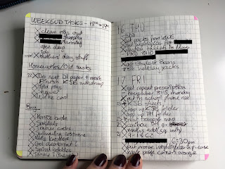 A double page spread of tasks to do over a weekend, and then a couple of days worth of tasks.
