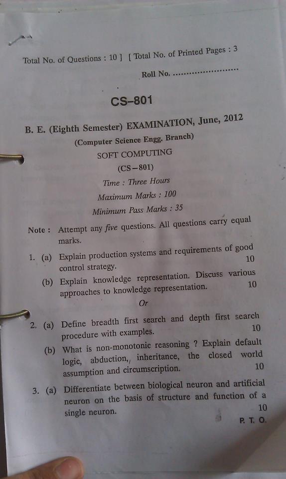 Soft Computing CS 801 RGPV