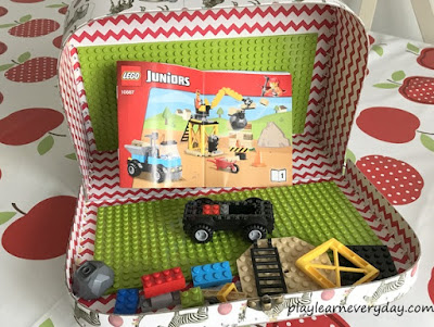 Lego busy box with Lego inside