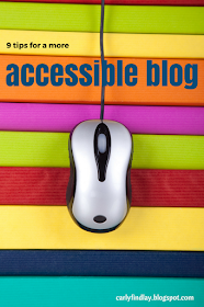 Image of compeer mouse on coloured stripes, with text '9 tips for a more accessible blog'