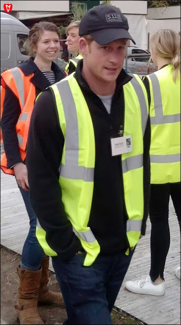 Prince Harry in high-vis jacket and 5.11 cap