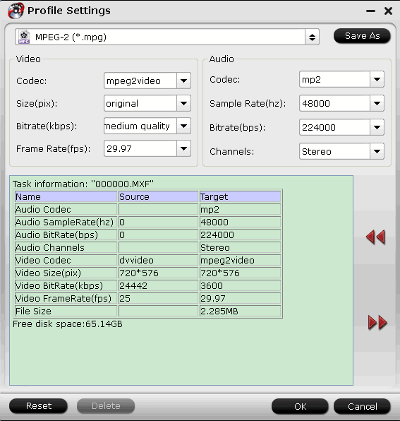 video audio settings