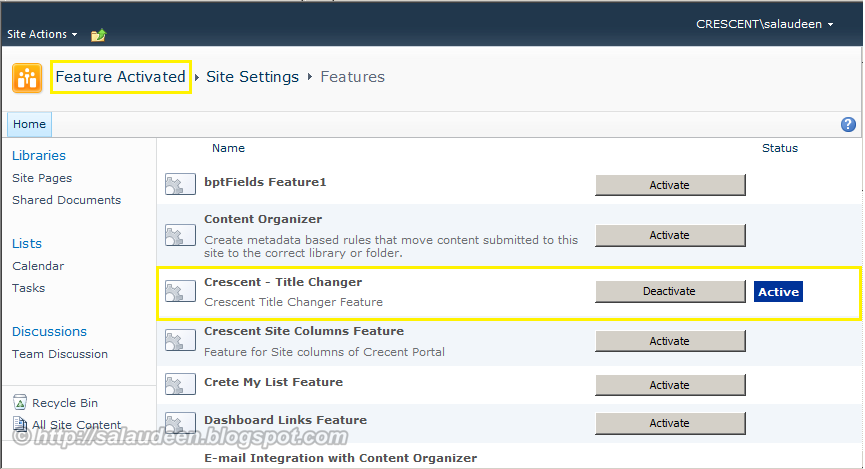 how to activate feature in sharepoint 2010