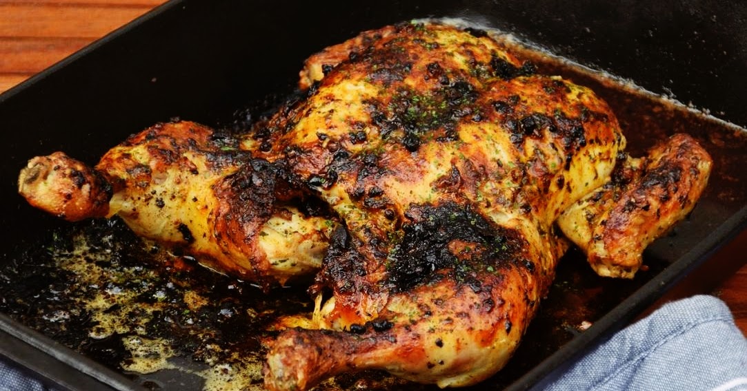 Brathähnchen Butterfly mit Zitronen-Knoblauch-Butter Brathähnchen Butterfly mit Zitronen-Knoblauch-Butter