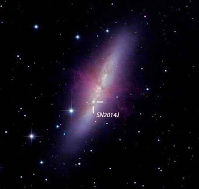 Image by John Strong of Galaxy M82 with SN2104J.
