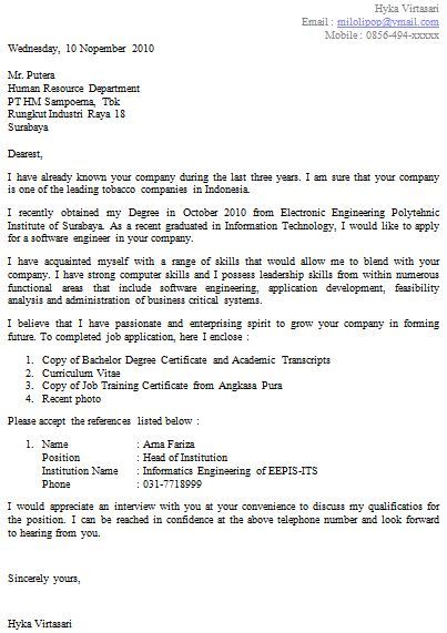 Contoh Surat Application Letter